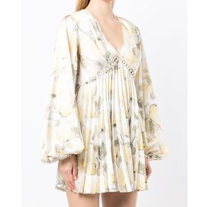 ACLER Floral-printed pleated dress. Worn once. Size Small. Excellent condition.